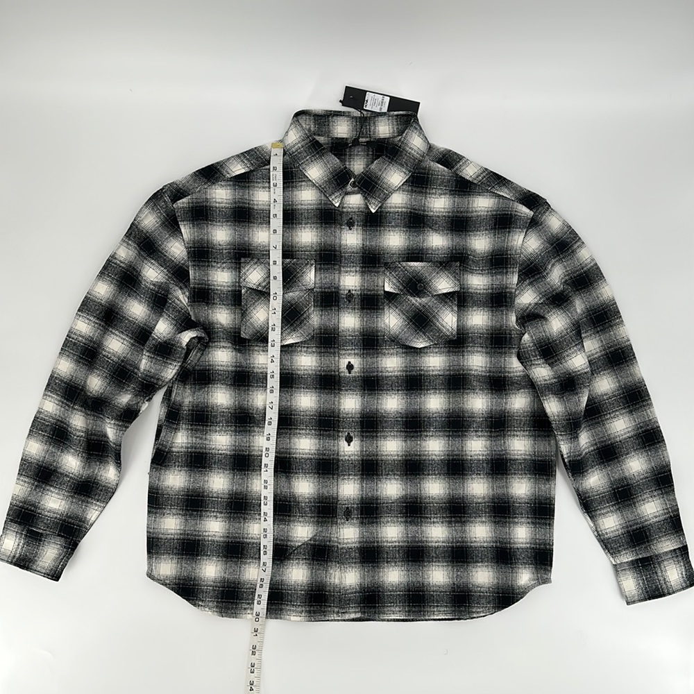Men Flannel Long Sleeve Woven Top (Size Large)